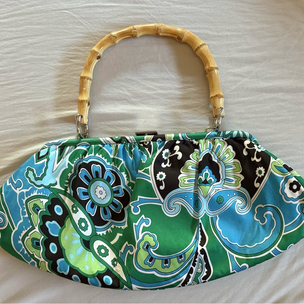 Vintage Banana Republic Purse - Bamboo Handle Pucci Print Purse